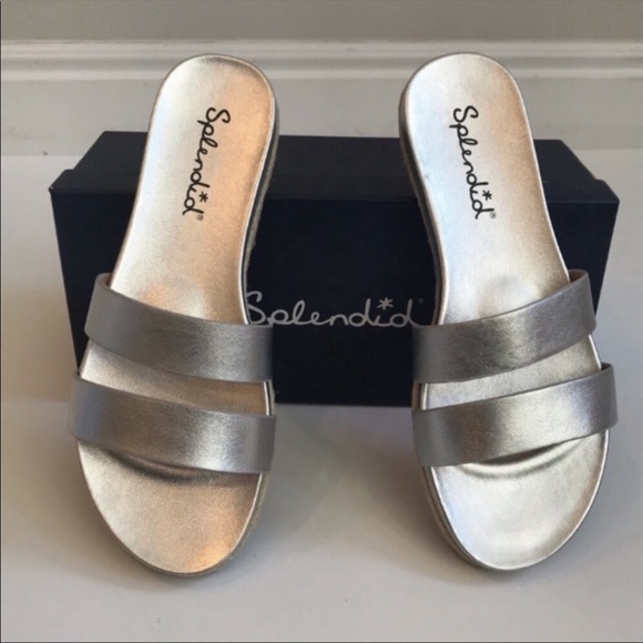 Splendid Brittani Slide Sandal In Metallic Silver - Picture 2 of 4